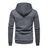 Maiyifu-GJ Men Plaid Jacquard Pullover Hoodies Hipster Lightweight Hooded Sweatshirts Long Sleeve Drawstring Hoodie Outwear (Dark Grey,Large) view 3