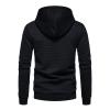 Maiyifu-GJ Men Plaid Jacquard Pullover Hoodies Hipster Lightweight Hooded Sweatshirts Long Sleeve Drawstring Hoodie Outwear (Black,Large) view 3
