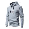 Maiyifu-GJ Men Plaid Jacquard Pullover Hoodies Hipster Lightweight Hooded Sweatshirts Long Sleeve Drawstring Hoodie Outwear (Light Grey,XX-Large) view 2