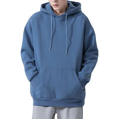 Maiyifu-GJ Men's Solid Loose Fit Pullover Hoodies Casual Athletic Hooded Sweatshirts Long Sleeve Hoodie with Kanga Pocket (Blue 2,Large)