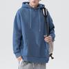Maiyifu-GJ Men's Solid Loose Fit Pullover Hoodies Casual Athletic Hooded Sweatshirts Long Sleeve Hoodie with Kanga Pocket (Blue 2,Large) view 4