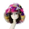 Altsuceser Furry Bucket Hat, Winter Faux Fur Warmer Fisherman Cap Fluffy Wide Brim Bucket Hats Purple view 1