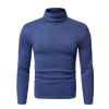 Mens Basic Fleece Turtleneck Pullover Top Solid Slim Fit Long Sleeve Thermal T-Shirts Casual Lightweight Sweaters (Dark Blue 1,X-Large) view 1