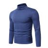 Mens Basic Fleece Turtleneck Pullover Top Solid Slim Fit Long Sleeve Thermal T-Shirts Casual Lightweight Sweaters (Dark Blue 1,X-Large) view 3