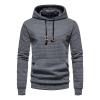 Maiyifu-GJ Men Plaid Jacquard Pullover Hoodies Hipster Lightweight Hooded Sweatshirts Long Sleeve Drawstring Hoodie Outwear (Dark Grey,Medium)