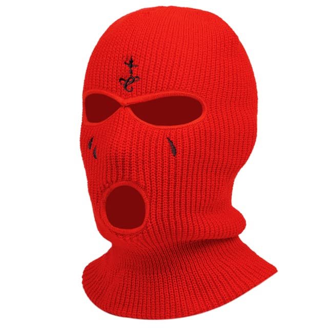 3 Holes Winter Ski Mask Warm Unisex Full Face Mask Black Knit Ski Snowboard Hat Hip Hop Beanie, 69