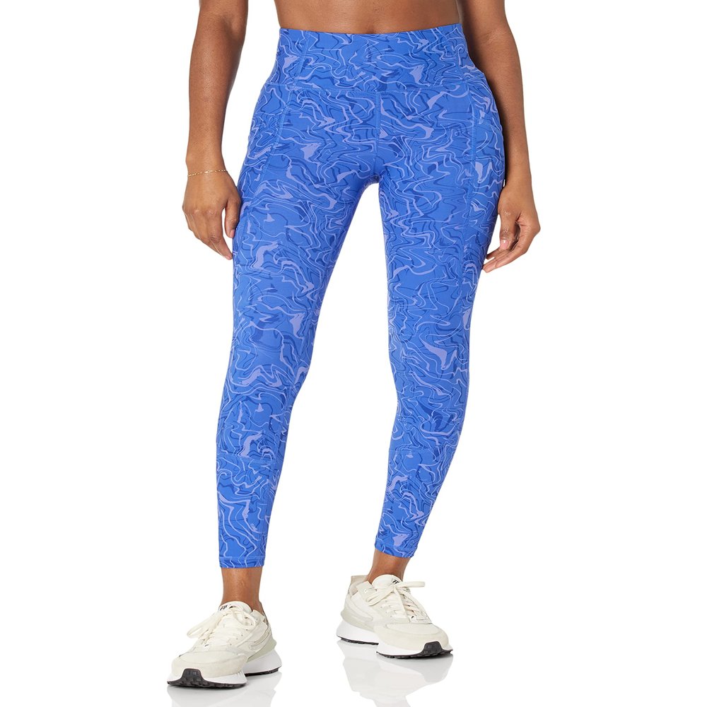 Amazon Essentials Women's Active Sculpt Workout High Rise Full Length Leggings with Pockets (Available in Plus Size), Multicolor Marble, X-Large