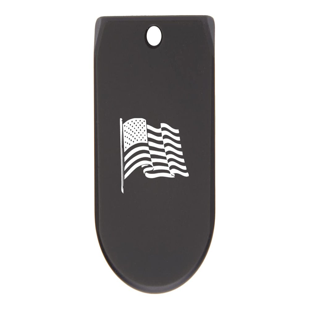 NDZ Performance Magazine Base Plate Finger Extension for Sig Sauer P365X P365 XL 9MM Laser Engraved Anodized Aluminum in Black - US Flag Wave 2