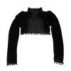 Xiaojmake Victorian Steampunk Gothic Shrug Retro Bolero Ruffle Black Silky Long Flare Sleeve Jacket Vintage Short Coat view 2