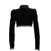 Xiaojmake Victorian Steampunk Gothic Shrug Retro Bolero Ruffle Black Silky Long Flare Sleeve Jacket Vintage Short Coat view 3