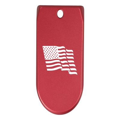 NDZ Performance Magazine Base Plate Finger Extension for Sig Sauer P365X P365 XL 9MM Laser Engraved Anodized Aluminum in Red - US Wave Flag