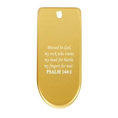 NDZ Performance Magazine Base Plate Finger Extension for Sig Sauer P365X P365 XL 9MM Laser Engraved Anodized Aluminum in Gold - Bible Psalm 144:1
