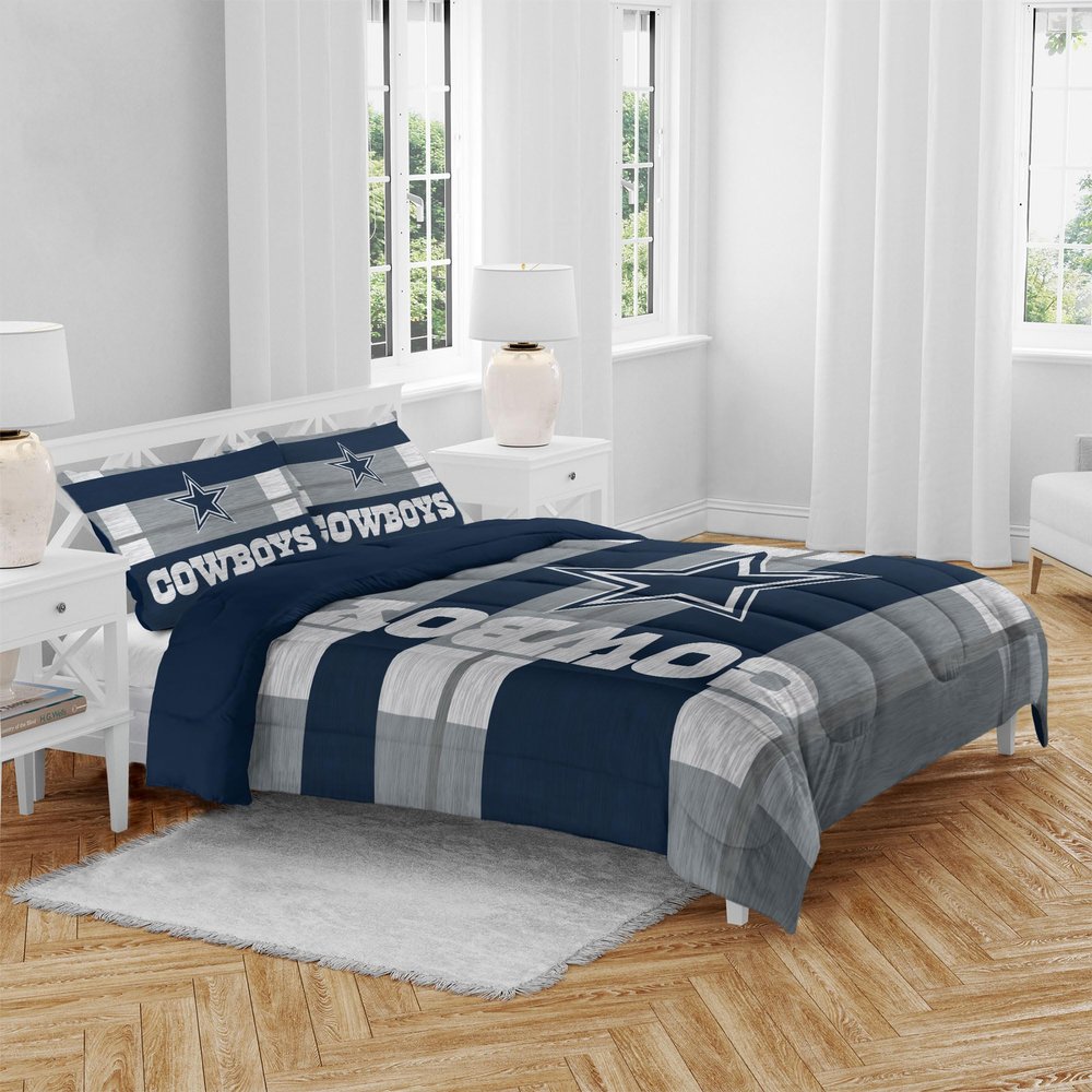 Pegasus Home Fashions Dallas Cowboys Heathered Stripe 3-Piece Full/Queen Bed Set