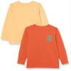 Amazon Essentials Unisex Kids' Long-Sleeve Rib Cuff T-Shirt, Pack of 2, Light Orange/Melon Orange Snake, Medium view 1