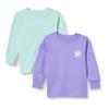Amazon Essentials Unisex Child Long-Sleeve Rib Cuff T-Shirt, Pack of 2, Mint Green, Growing Flowers, 3T view 1