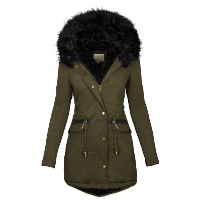 TIMIFIS Women Winter Puffer Jackets with Hood Plus Size Thicken Coats Fleece Padded Parka Lined Outerwear with Pockets