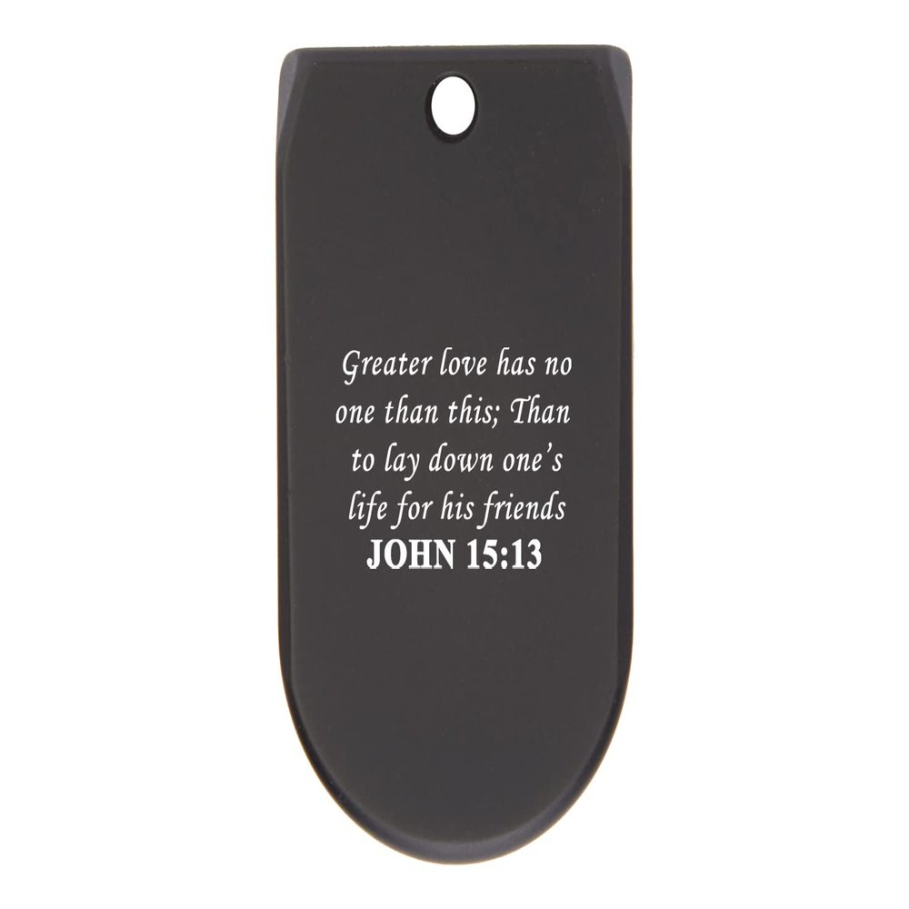 NDZ Performance Magazine Base Plate Finger Extension for Sig Sauer P365X P365 XL 9MM Laser Engraved Anodized Aluminum in Black - Bible John 15:13