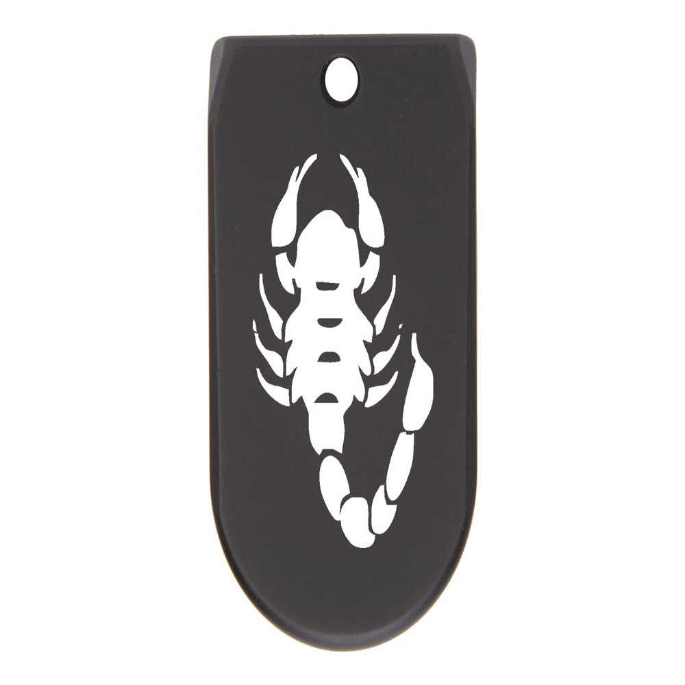 NDZ Performance Magazine Base Plate Finger Extension for Sig Sauer P365X P365 XL 9MM Laser Engraved Anodized Aluminum in Black - Scorpion
