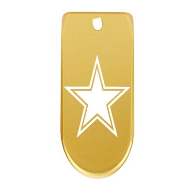 NDZ Performance Magazine Base Plate Finger Extension for Sig Sauer P365X P365 XL 9MM Laser Engraved Anodized Aluminum in Gold - Dallas Star