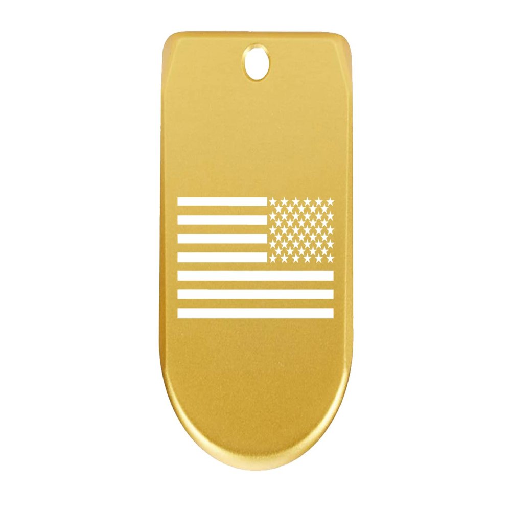 NDZ Performance Magazine Base Plate Finger Extension for Sig Sauer P365X P365 XL 9MM Laser Engraved Anodized Aluminum in Gold - United States Battle Flag