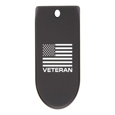 NDZ Performance Magazine Base Plate Finger Extension for Sig Sauer P365X P365 XL 9MM Laser Engraved Anodized Aluminum in Black - US Flag Veteran Text Bold