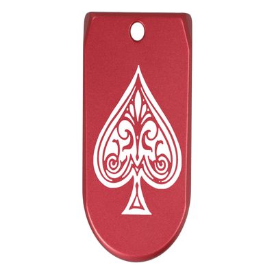 NDZ Performance Magazine Base Plate Finger Extension for Sig Sauer P365X P365 XL 9MM Laser Engraved Anodized Aluminum in Red - Ace of Spades