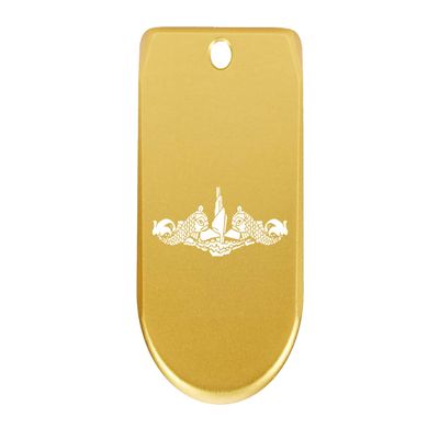 NDZ Performance Magazine Base Plate Finger Extension for Sig Sauer P365X P365 XL 9MM Laser Engraved Anodized Aluminum in Gold - Submarine Warfare Insignia