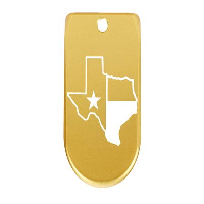 NDZ Performance Magazine Base Plate Finger Extension for Sig Sauer P365X P365 XL 9MM Laser Engraved Anodized Aluminum in Gold - Texas State Outline Flag