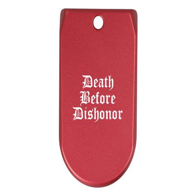 NDZ Performance Magazine Base Plate Finger Extension for Sig Sauer P365X P365 XL 9MM Laser Engraved Anodized Aluminum in Red - Death Before Dishonor