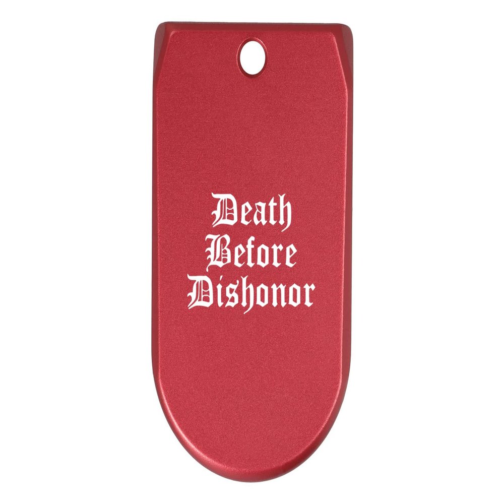 NDZ Performance Magazine Base Plate Finger Extension for Sig Sauer P365X P365 XL 9MM Laser Engraved Anodized Aluminum in Red - Death Before Dishonor
