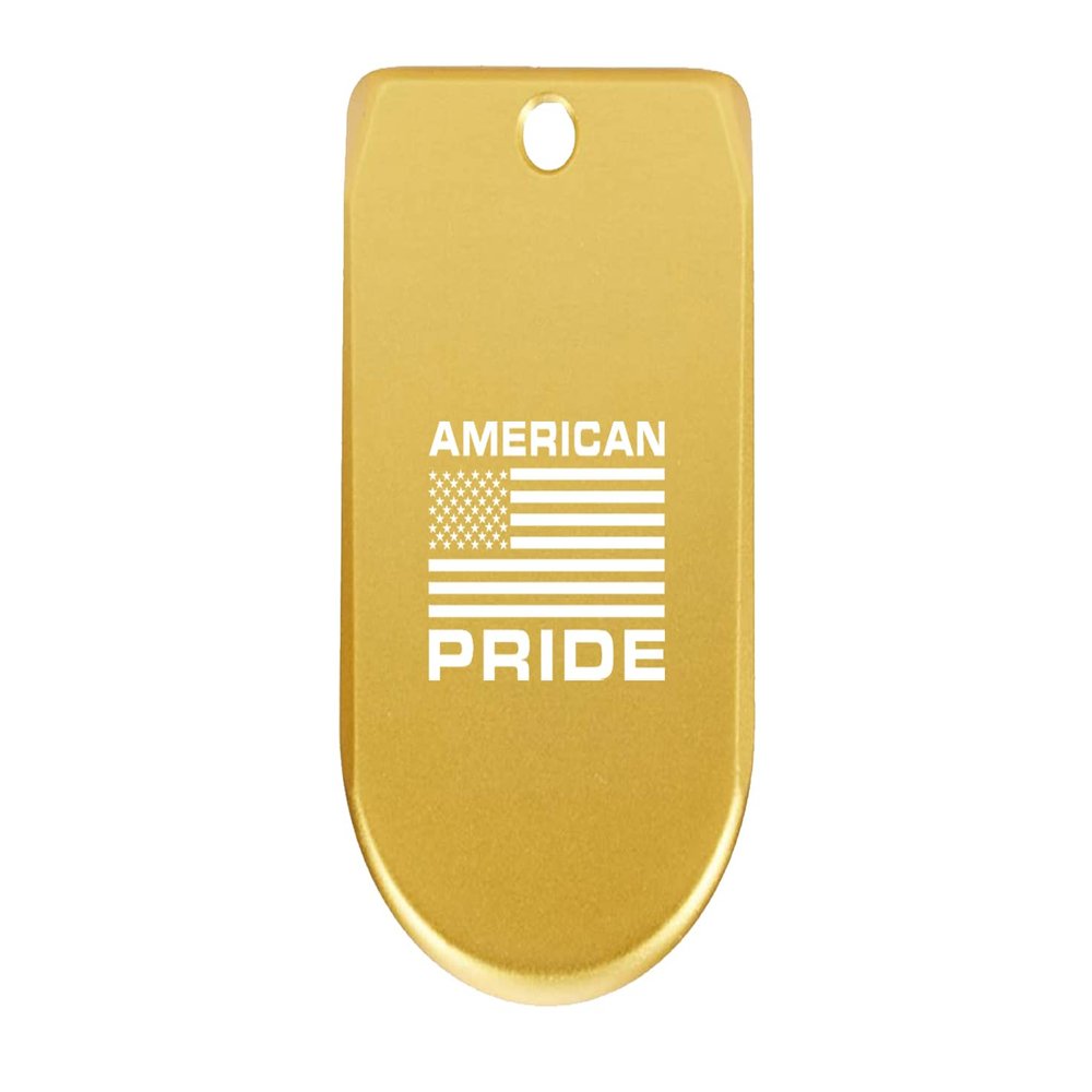 NDZ Performance Magazine Base Plate Finger Extension for Sig Sauer P365X P365 XL 9MM Laser Engraved Anodized Aluminum in Gold - American Pride US Flag