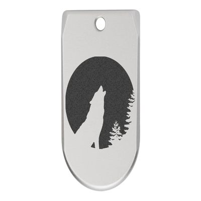 NDZ Performance Magazine Base Plate Finger Extension for Sig Sauer P365X P365 XL 9MM Laser Engraved Anodized Aluminum in Silver - Wolf Moon 3