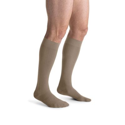 JOBST forMen Ambition Compression Socks, 15-20 mmHg, Knee High, SoftFit Band, Closed Toe, Khaki, Size 4 Long