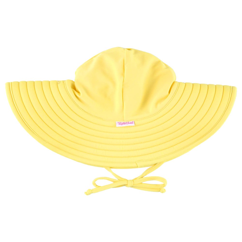 RuffleButts Baby/Toddler Girls UPF 50+ Sun Protective Wide Brim Swimwear Sun Hat - Banana, 3T-5