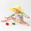 RuffleButts Baby/Toddler Girls UPF 50+ Sun Protective Wide Brim Swimwear Sun Hat - Banana, 3T-5 view 3