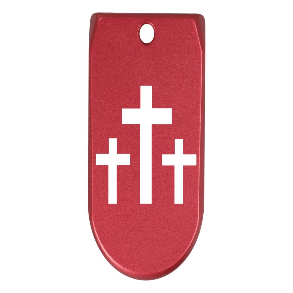 NDZ Performance Magazine Base Plate Finger Extension for Sig Sauer P365X P365 XL 9MM Laser Engraved Anodized Aluminum in Red - 3 Crosses
