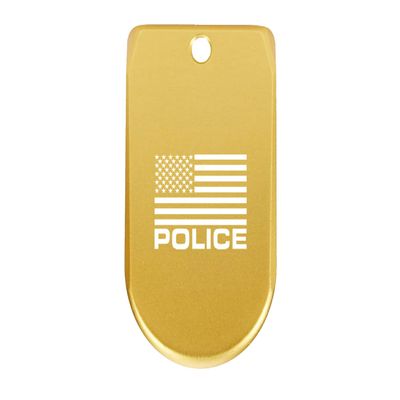 NDZ Performance Magazine Base Plate Finger Extension for Sig Sauer P365X P365 XL 9MM Laser Engraved Anodized Aluminum in Gold - US Flag Police