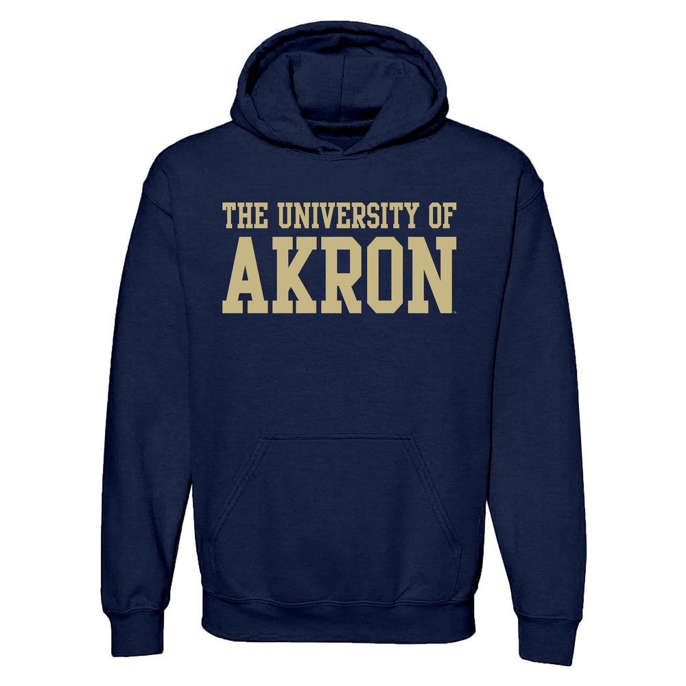 UGP Campus Apparel AH01 - Akron Zips Basic Block Hoodie - Large - Navy