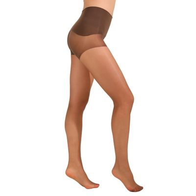EVERSWE Women's Seamless Control Top Tights 15D, No Seam Pantyhose (Brown, S-M)