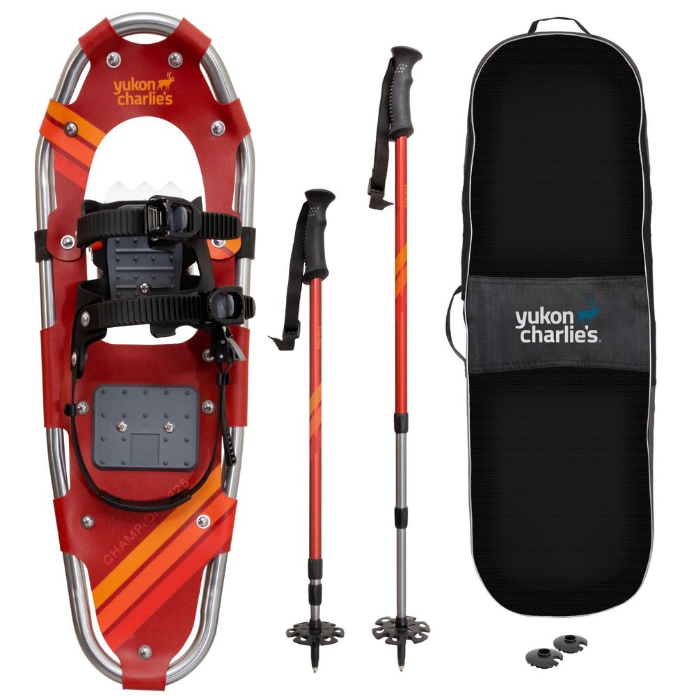 Yukon Charlies Champion Snowshoe Kit - Includes Trekking Poles and Carry Case - 8" X 25"