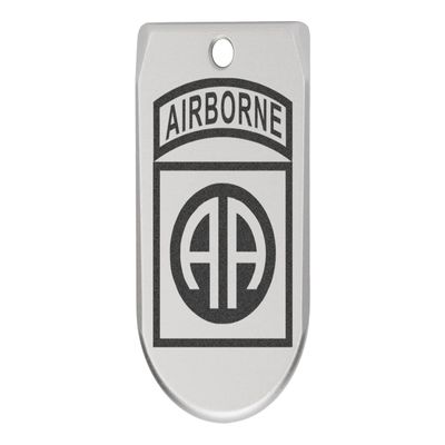 NDZ Performance Magazine Base Plate Finger Extension for Sig Sauer P365X P365 XL 9MM Laser Engraved Anodized Aluminum in Silver - US Army 82nd Airborne