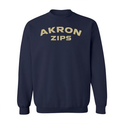 UGP Campus Apparel AW03 - Akron Zips Arch Logo Crewneck Sweatshirt - Small - Navy