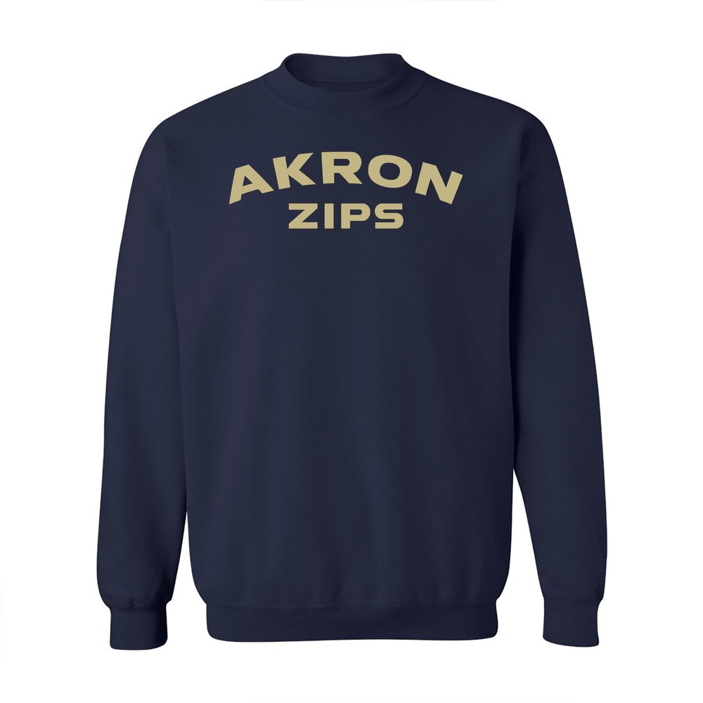 UGP Campus Apparel AW03 - Akron Zips Arch Logo Crewneck Sweatshirt - Small - Navy
