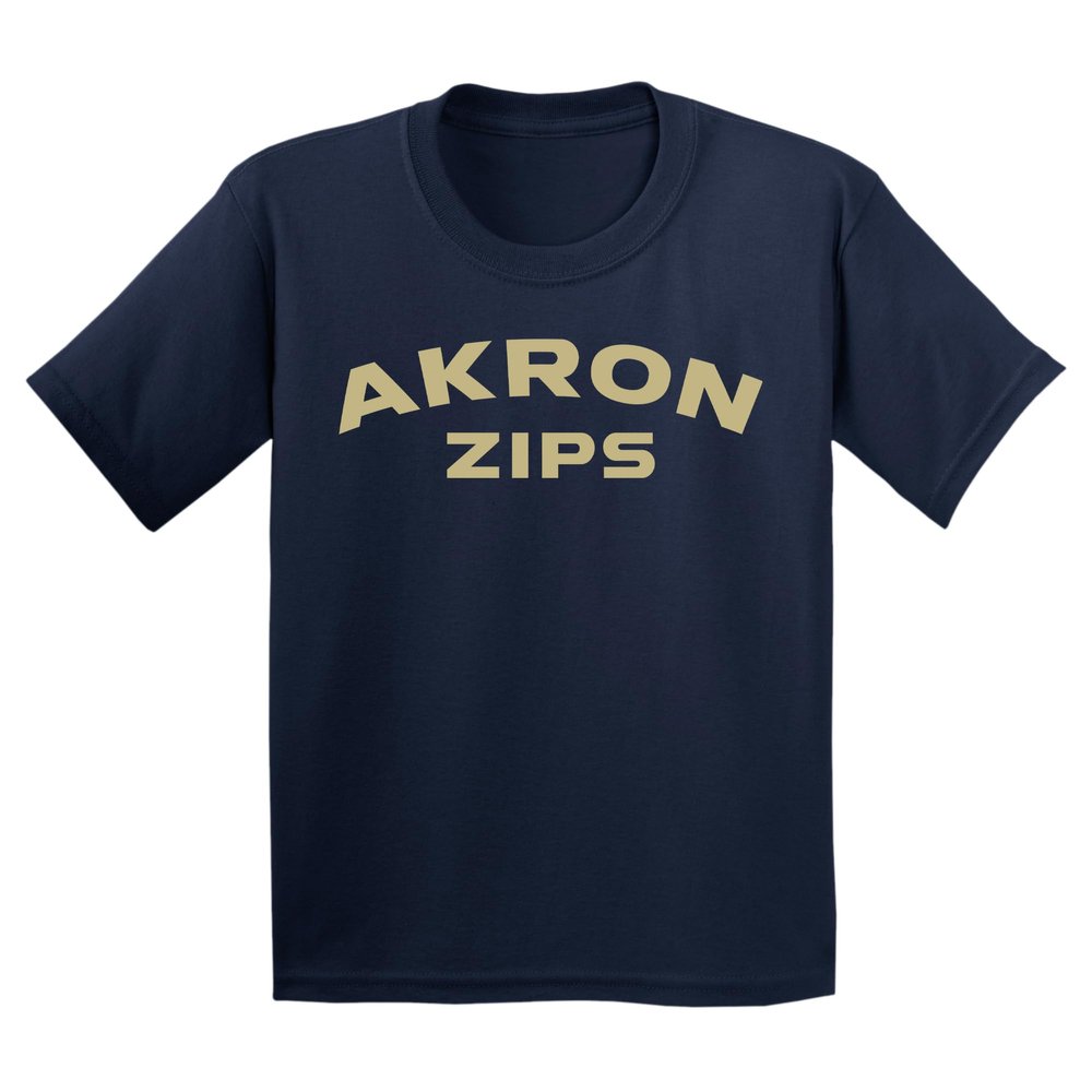UGP Campus Apparel YS03 - Akron Zips Arch Logo Youth T Shirt - Small - Navy