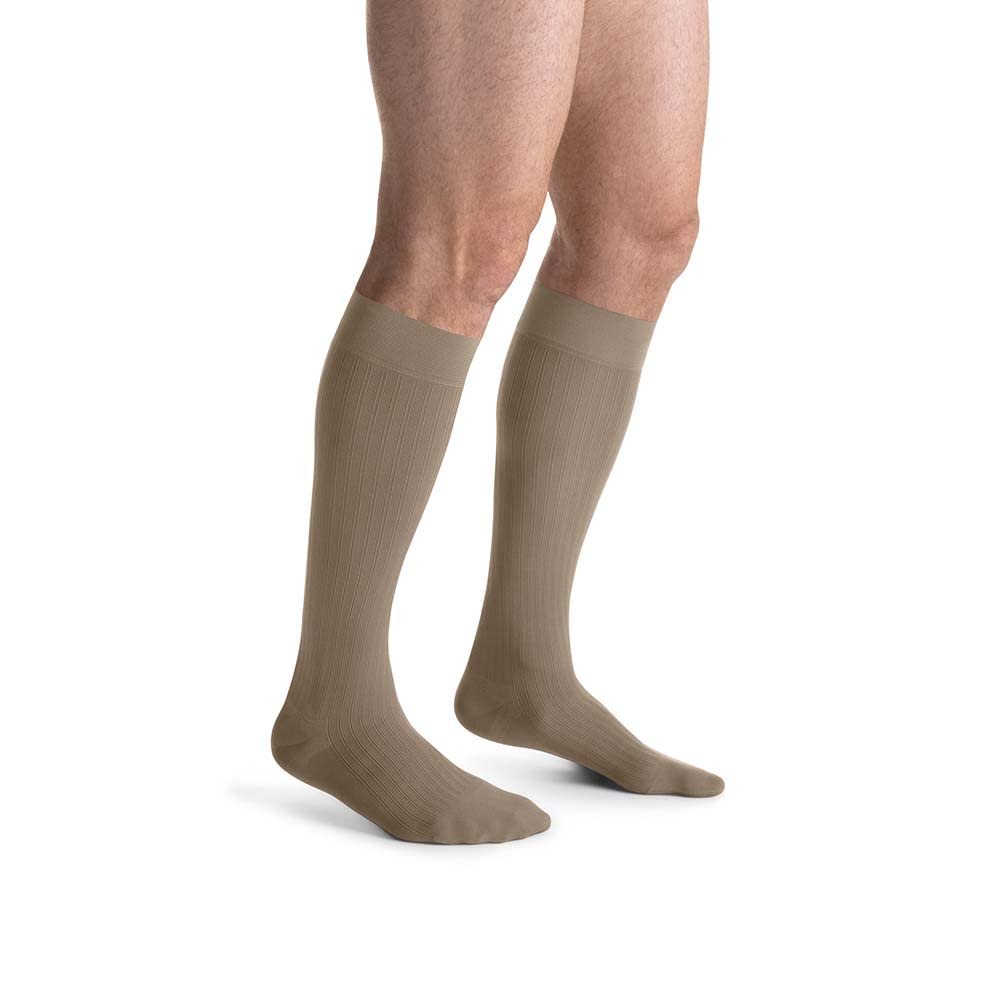 JOBST forMen Ambition Compression Socks, 20-30 mmHg, Knee High, SoftFit Band, Closed Toe, Khaki, Size 6 Long