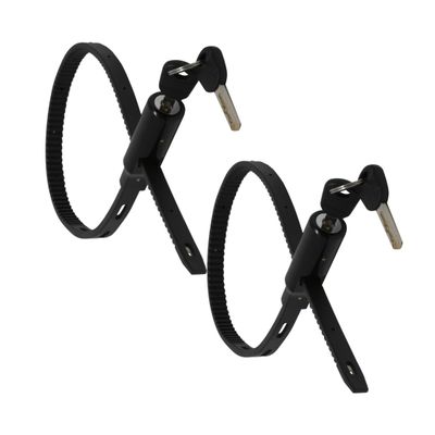Urban August Adjustable Zip Tie Lock for Refrigerator Door Cabinet Bike Stroller Helmet - Multi-Purpose Keyed French Door Lock - Stainless Steel Fridge Lock with Key - Black, 2 Pack