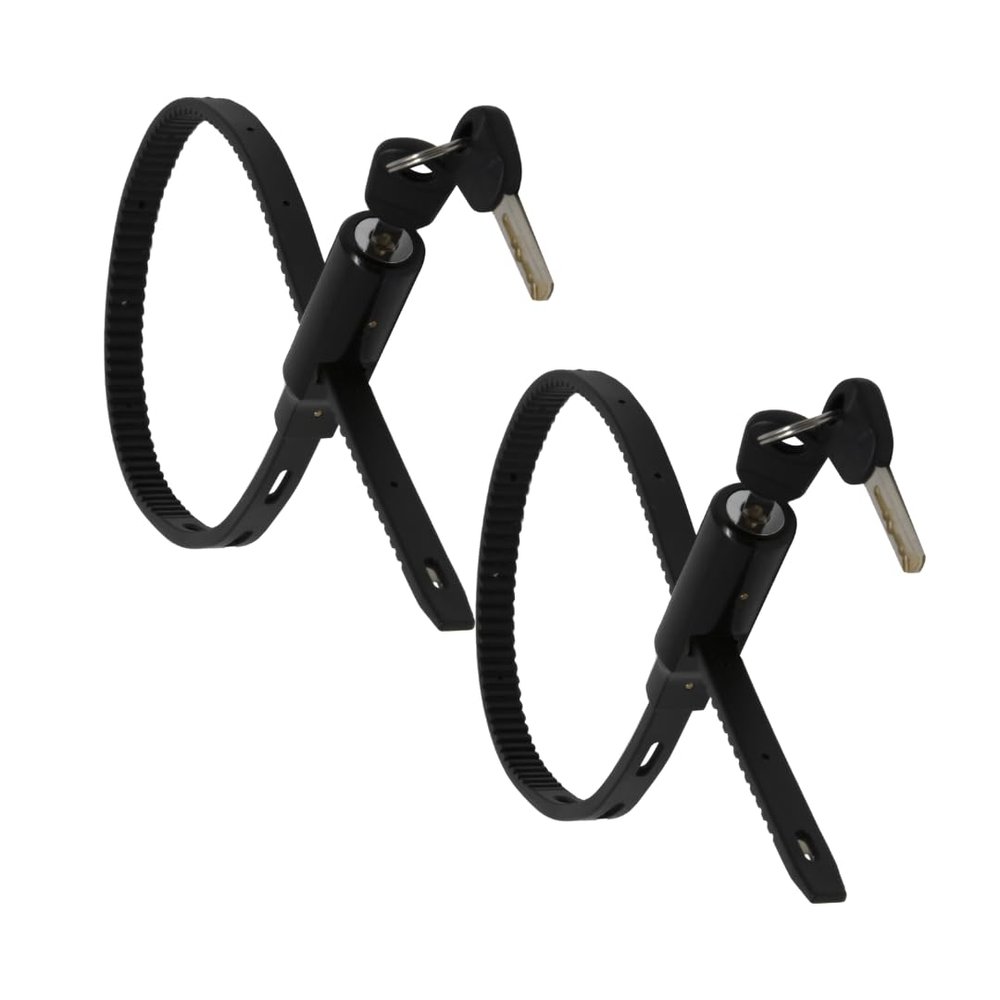 Urban August Adjustable Zip Tie Lock for Refrigerator Door Cabinet Bike Stroller Helmet - Multi-Purpose Keyed French Door Lock - Stainless Steel Fridge Lock with Key - Black, 2 Pack