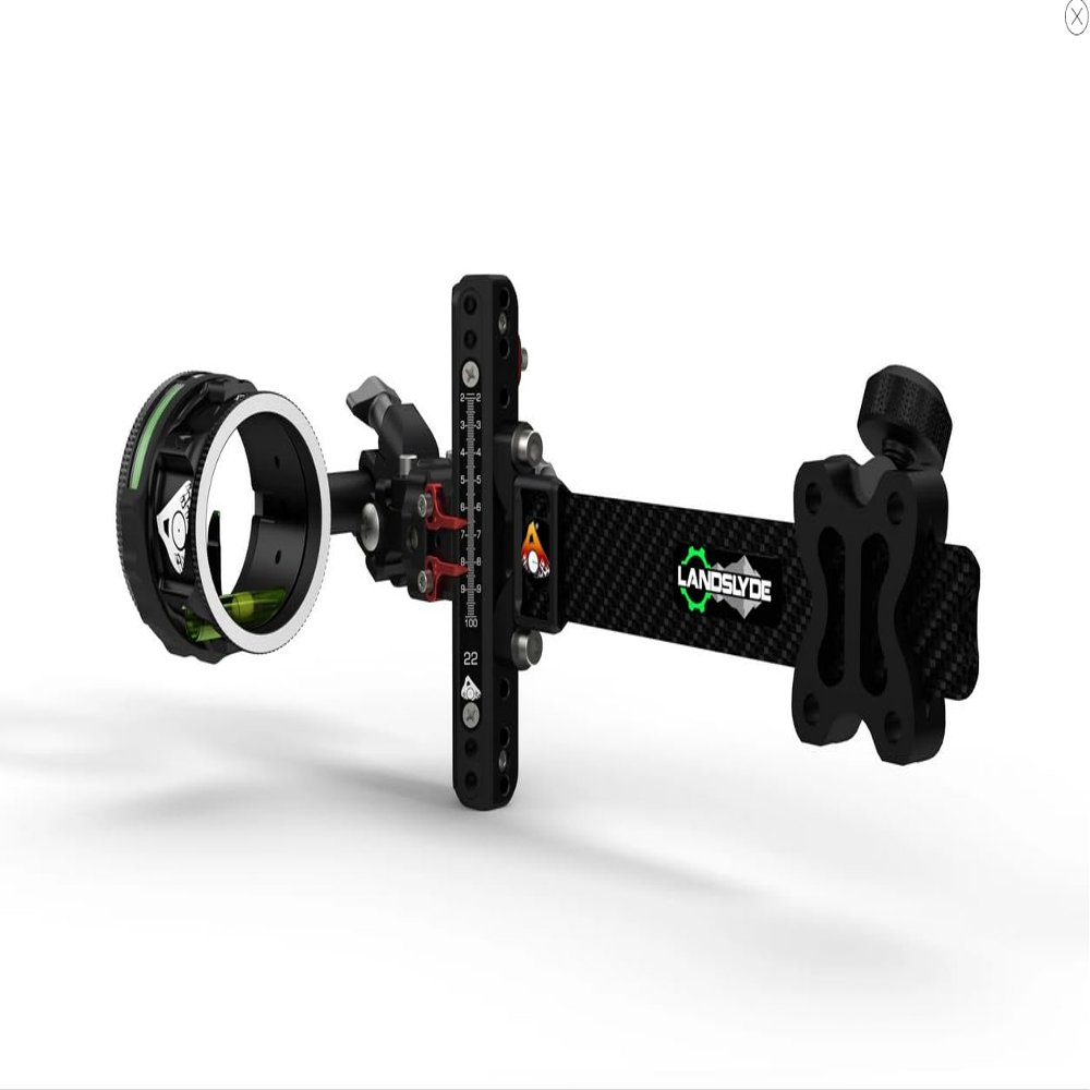 Axcel LANDSLYDE Plus Carbon Pro Slider Sight - with AVX-41 Scope - Single Pin - with T Connector, Rheostat Cover, Torque Indicator - .010 Green Fiber - Black Sight