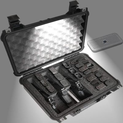 Case Club 3 Pistol & Accessory & Up to 26 Magazines Pre-Cut Waterproof Case with Silica Gel to Help Prevent Gun Rust (Lighted)