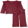 Amazon Essentials Toddler Girls' Wide-Rib Outfit Set, Pack of 2, Dark Red, 3T view 1